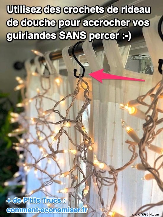 No-Drill Hack: Hang Christmas Garland on Walls with Shower Curtain Hooks