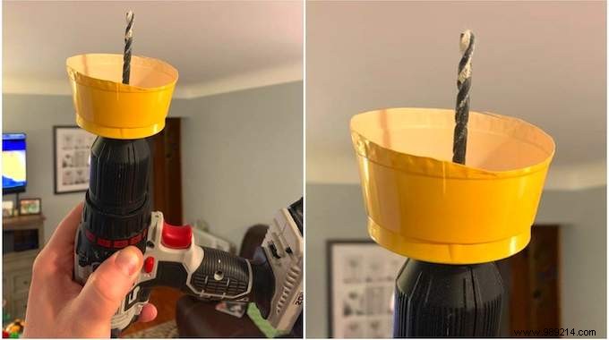 Ceiling Drilling Hack: Catch Every Bit of Dust with a Simple Cup Trick