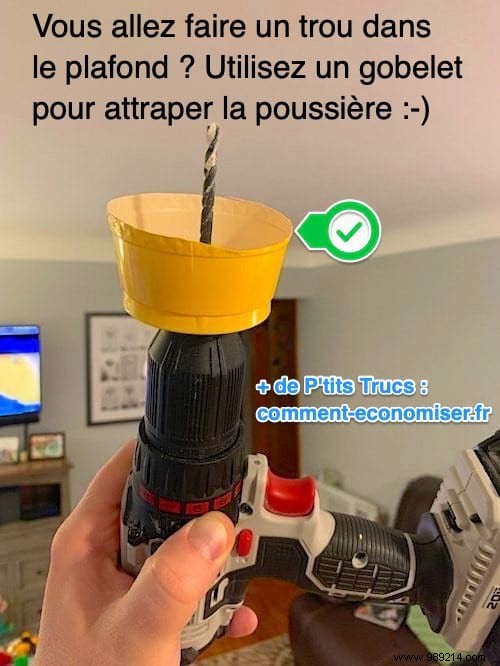 Ceiling Drilling Hack: Catch Every Bit of Dust with a Simple Cup Trick