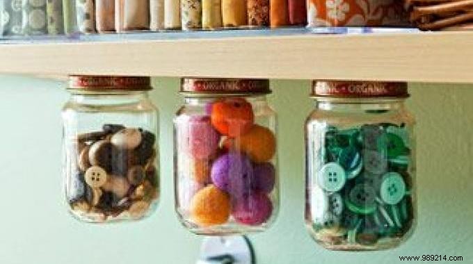 Easy DIY: Transform Old Jam Jars into Clever Under-Shelf Kitchen Storage