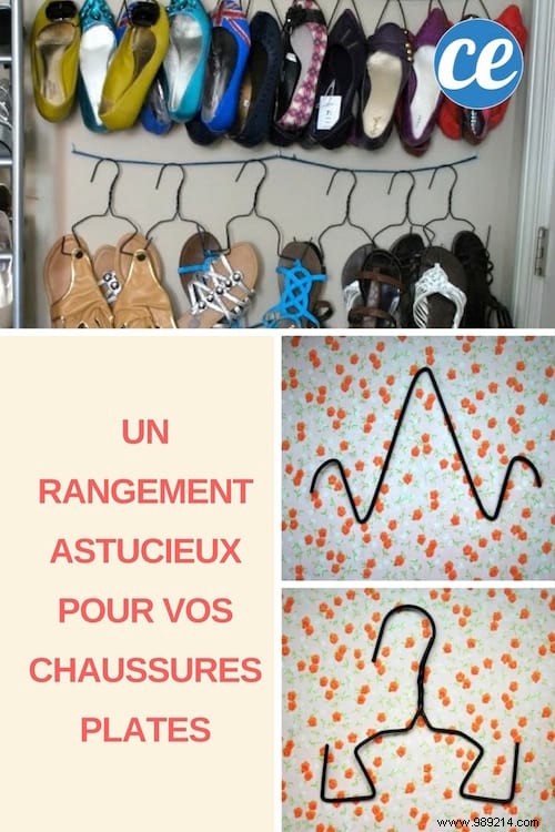 Smart DIY Wire Hanger Hack: Organize Flat Shoes on a Budget