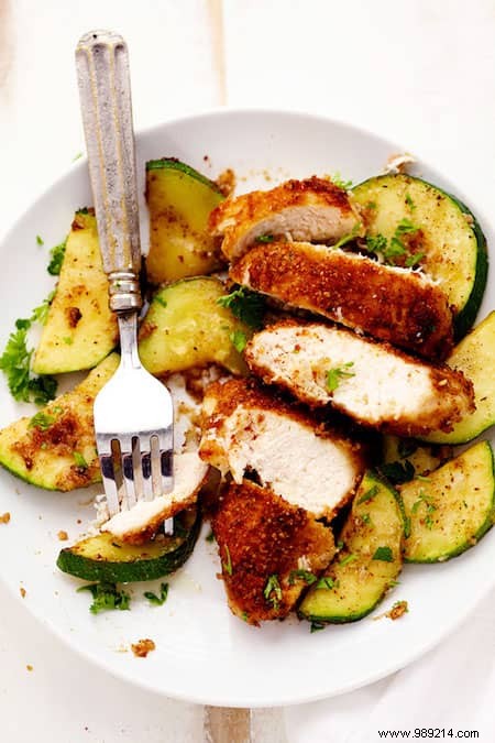 Crispy Chicken Parmesan with Garlic Parmesan Zucchini: Easy 30-Minute One-Pan Recipe