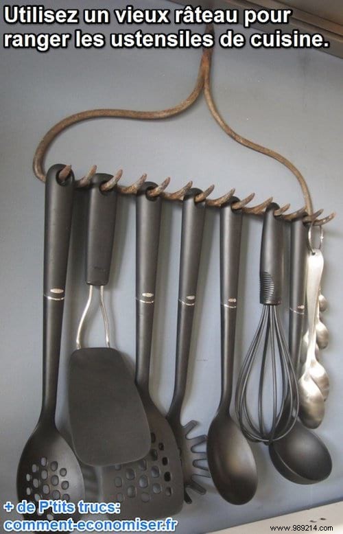 Genius DIY Hack: Repurpose an Old Garden Rake for Stylish Kitchen Utensil Storage