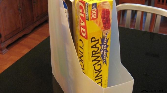 Genius Kitchen Storage Hack: Organize Foil, Baking Paper, and Freezer Bags with a Magazine Holder