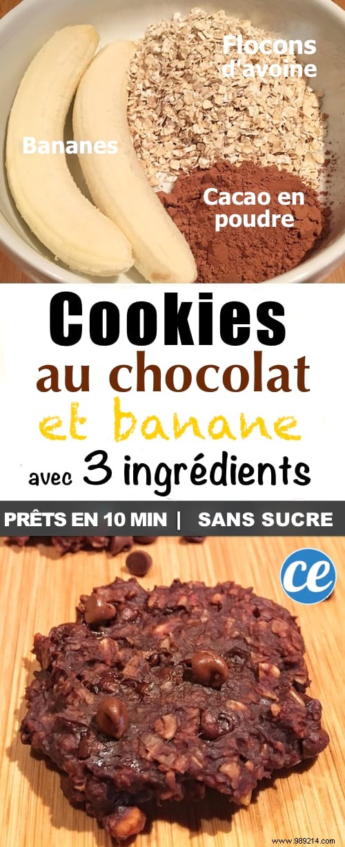Easy 3-Ingredient Chocolate Banana Oat Cookies Recipe