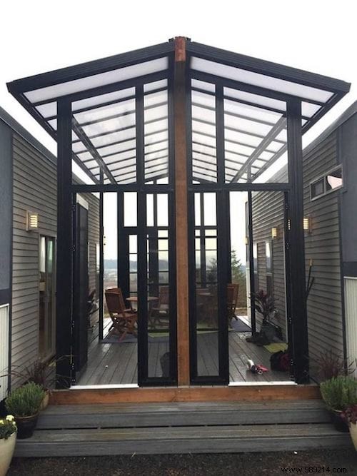 The Ohana: Two Tiny Houses Linked by a Veranda, Perfect for Family Living