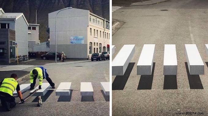 Ísafjörður, Iceland: 3D Optical Illusion Crosswalks That Safely Slow Down Drivers