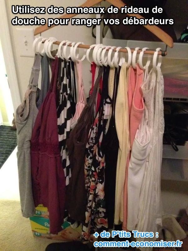 Genius Hanger Hack: Organize Tank Tops with Shower Curtain Rings