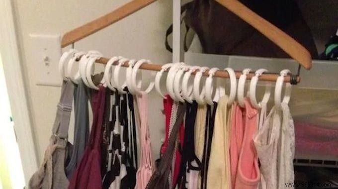Genius Hanger Hack: Organize Tank Tops with Shower Curtain Rings