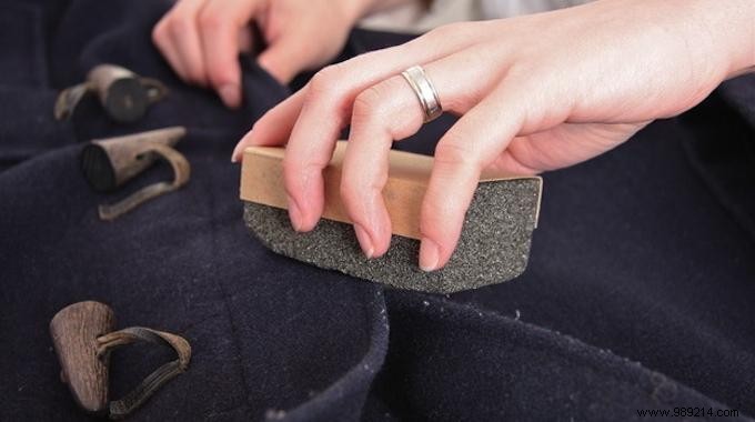 Effortlessly Remove Lint and Pilling from Winter Coats with a Pumice Stone