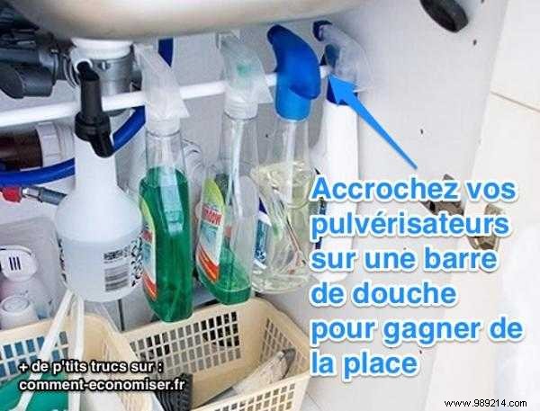 Smart Space-Saving Hack: Organize Spray Bottles on a Shower Rod