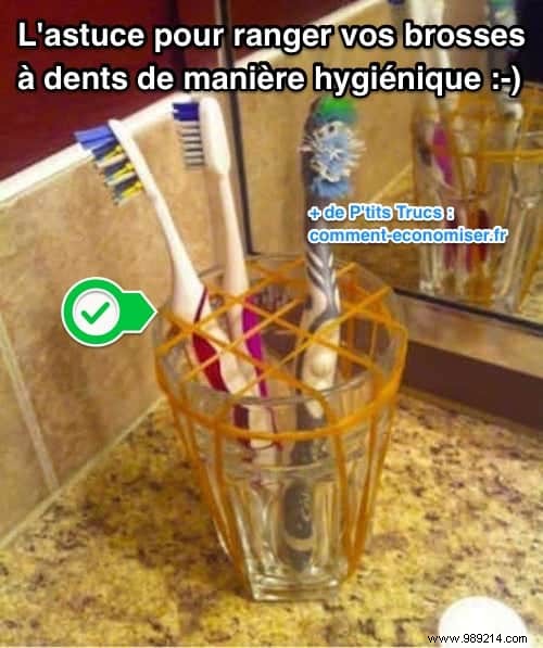 Hygienic Toothbrush Storage Hack: Create Compartments with Rubber Bands