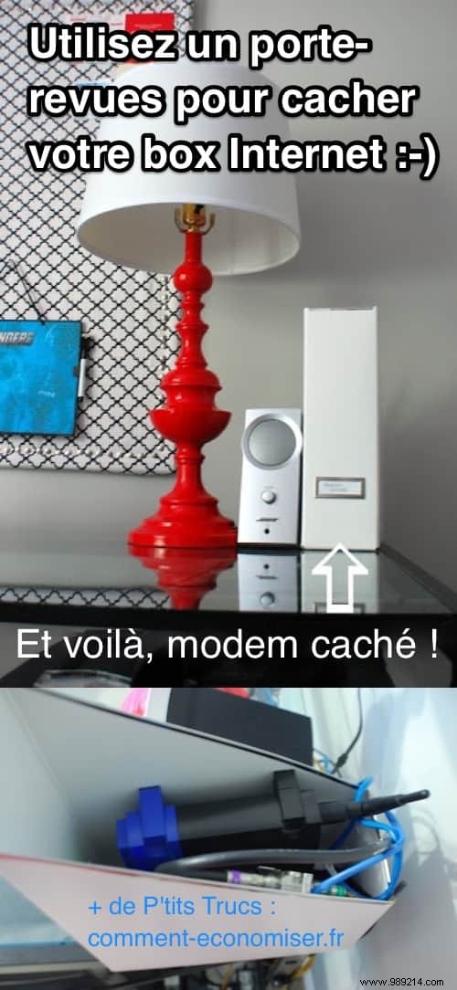 Smart DIY Hack: Hide Your Modem or Router in a Magazine Rack for a Tidy Desk