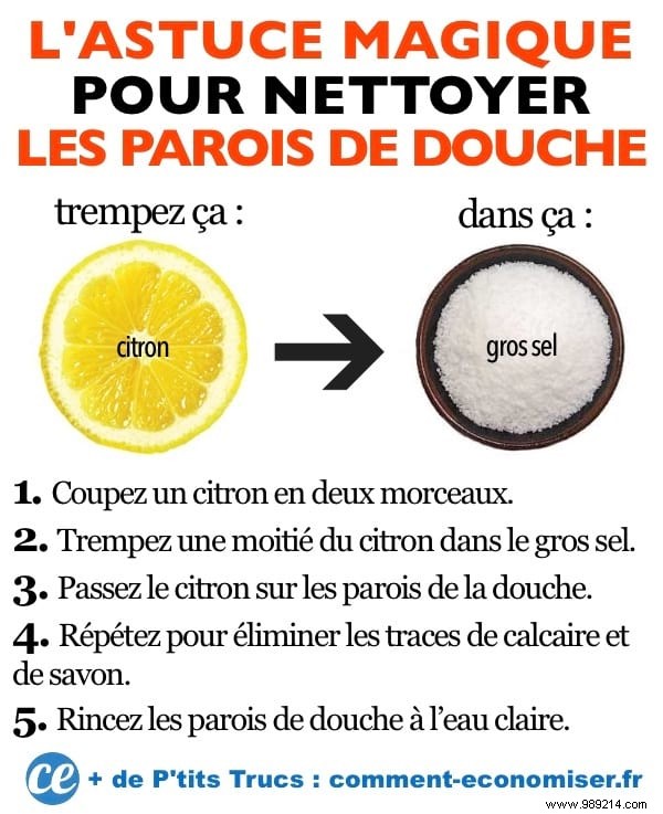 Effortless Shower Cleaning: Lemon and Coarse Salt for Spotless Walls