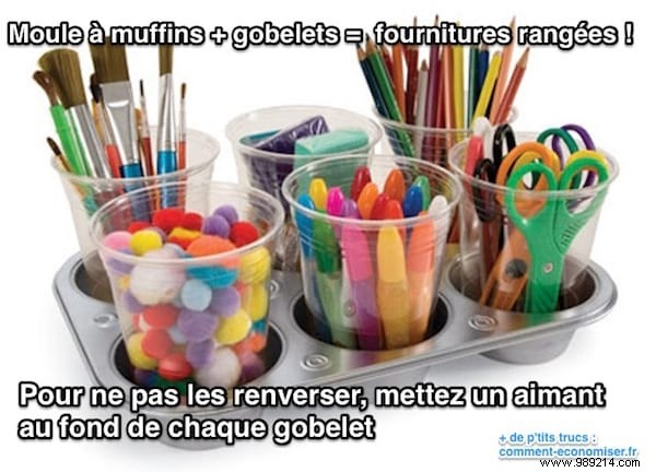 Genius DIY Muffin Tin Hack to Organize Kids School Supplies