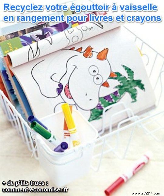 Genius DIY Hack: Repurpose a Dish Drainer for Kids  Coloring Books and Crayons