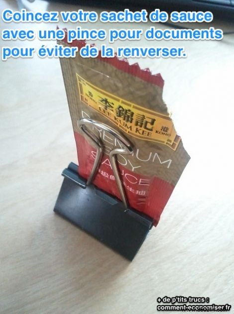 Office Lunch Hack: Prevent Sushi Sauce Spills with a Simple Paperclip