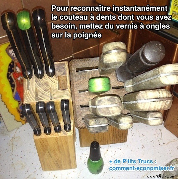 Quick Kitchen Hack: Spot Your Serrated Knife Instantly with Nail Polish