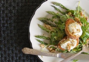 Easy Warm Goat Cheese Salad with Crunchy Asparagus and Green Beans
