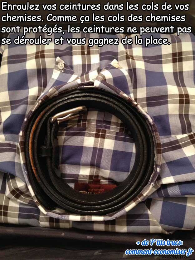 Genius Packing Hack: Protect Shirt Collars with Your Belt During Travel