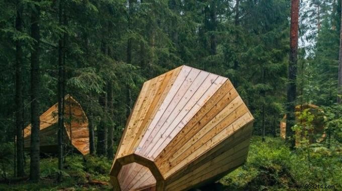 Giant Wooden Megaphones Amplify Estonia s Forest Sounds at Pähni Nature Center