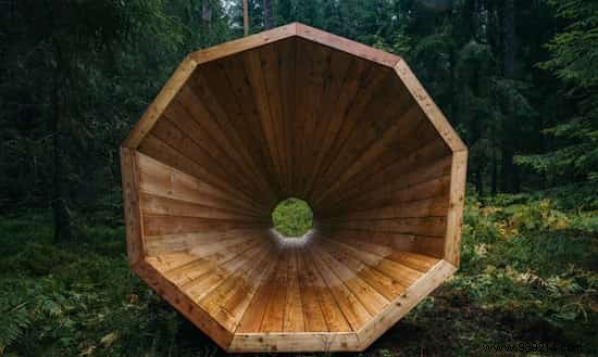 Giant Wooden Megaphones Amplify Estonia s Forest Sounds at Pähni Nature Center