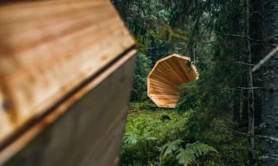 Giant Wooden Megaphones Amplify Estonia s Forest Sounds at Pähni Nature Center
