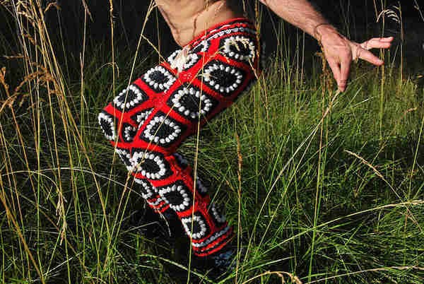 Sustainable Men s Crochet Shorts: Handcrafted from Vintage Recycled Afghan Blankets