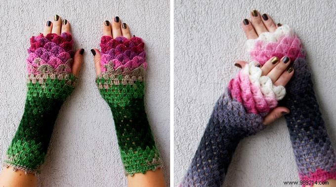 Handcrafted Crochet Dragon Mittens: Cozy Winter Warmth with Touchscreen Fingertips