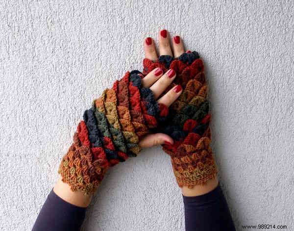 Handcrafted Crochet Dragon Mittens: Cozy Winter Warmth with Touchscreen Fingertips