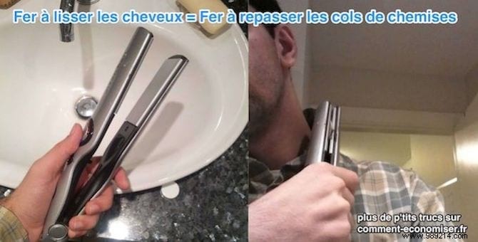 Smooth Shirt Collar Wrinkles Without an Iron: Hair Straightener Trick