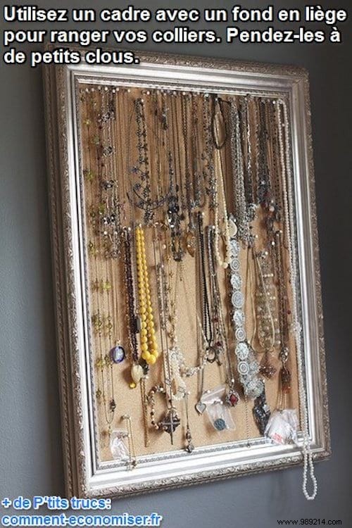 DIY Necklace Organizer: Elegant Cork Frame Storage Hack