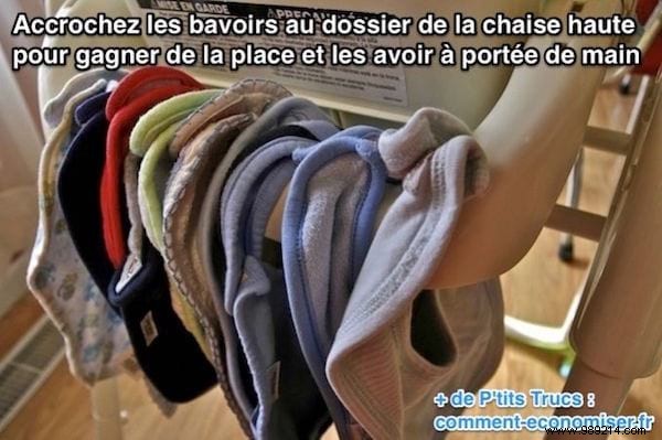 Space-Saving Baby Bib Storage: Hang Them on the High Chair Back