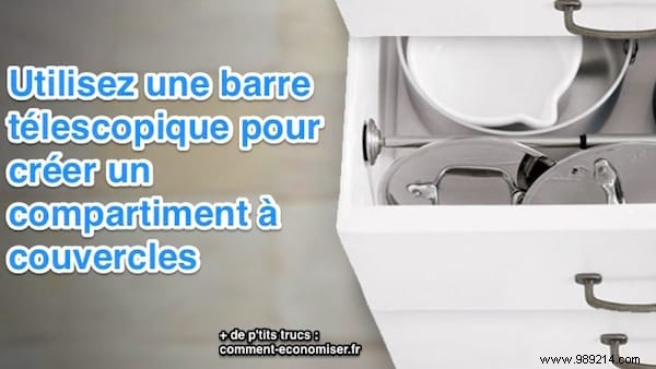 The Smart Telescopic Bar Hack for Organizing Pot Lids Effortlessly