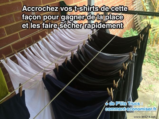 Space-Saving Laundry Tip: Hang T-Shirts Upside Down for Faster Drying in Small Spaces