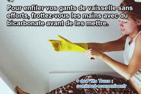 Effortless Trick: Slip On Dishwashing Gloves with Baking Soda