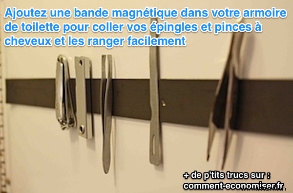 Genius DIY Hack: Organize Hairpins, Clips & Tools with a Magnetic Strip in Your Bathroom Cabinet