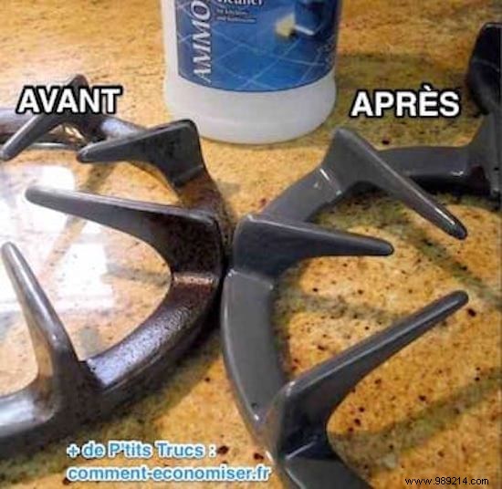 Effortless Ammonia Hack to Clean Gas Stove Grates Overnight – No Scrubbing Required