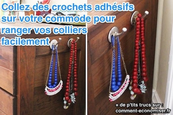 Space-Saving Necklace Storage Hack: Organize with Adhesive Hooks