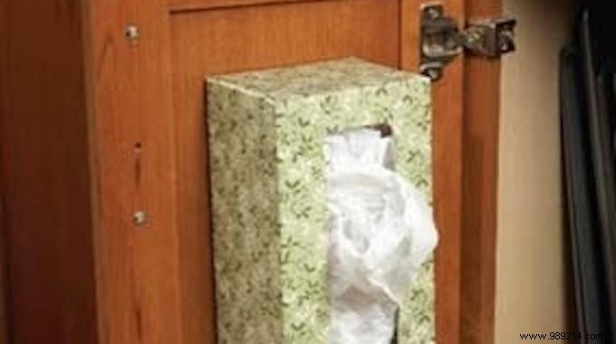 Genius Free Hack: Organize Plastic Grocery Bags in an Empty Tissue Box