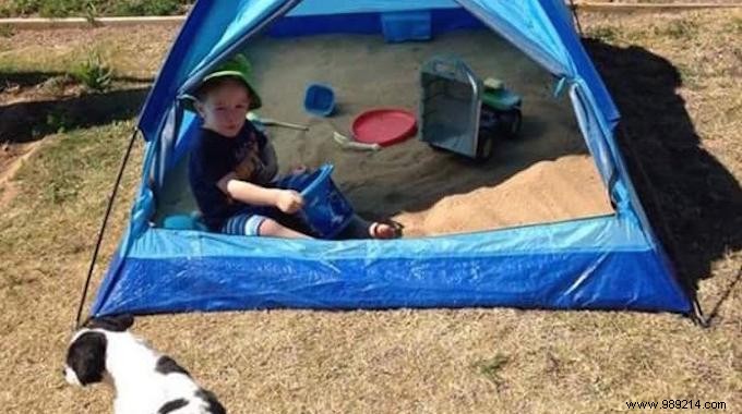 Genius DIY Sandbox Hack: Use a Tent for Shade, Cat Protection, and Easy Kid Play