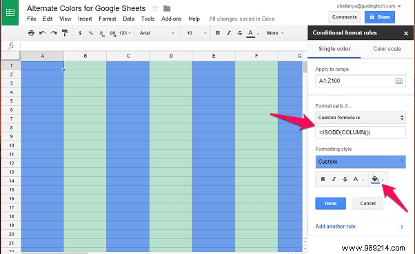 How to Add Zebra Stripes: Alternate Row and Column Colors in Google Sheets