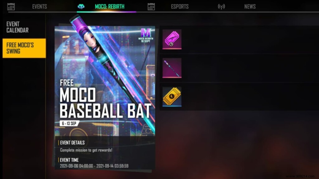 How to Claim the Free Moco Baseball Bat Skin in Free Fire: Moco:Rebirth Event Guide