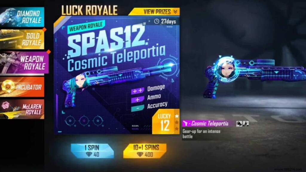 How to Unlock SPAS12 Cosmic Teleportia Skin in Free Fire Weapon Royale: Complete Guide