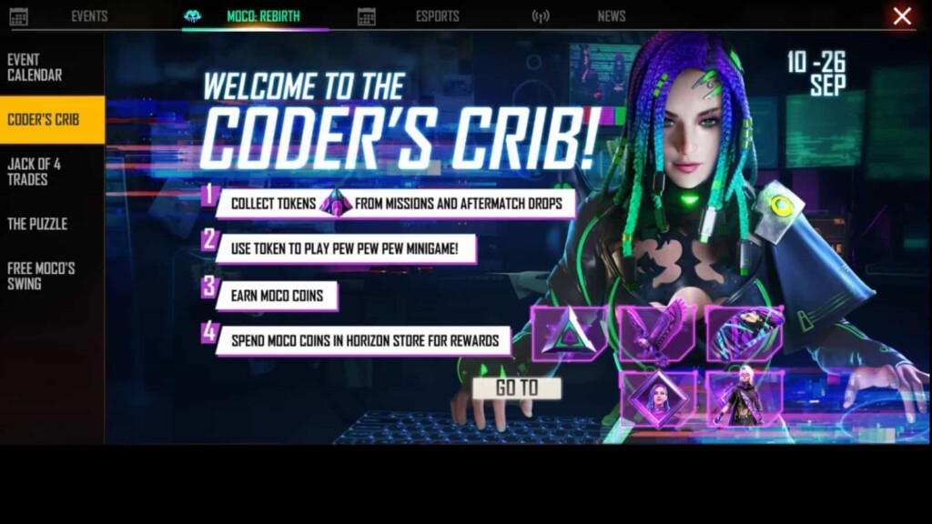 Free Fire Moco Coder s Crib Event Guide: Unlock Legendary Moco Wings Parachute Skin & More