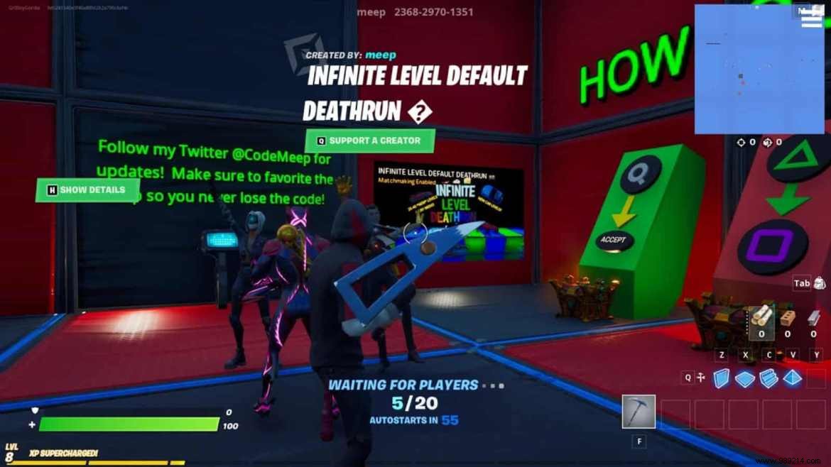 Fortnite Infinite Level Default Deathrun: Map Code 2368-2970-1351 and Complete Guide