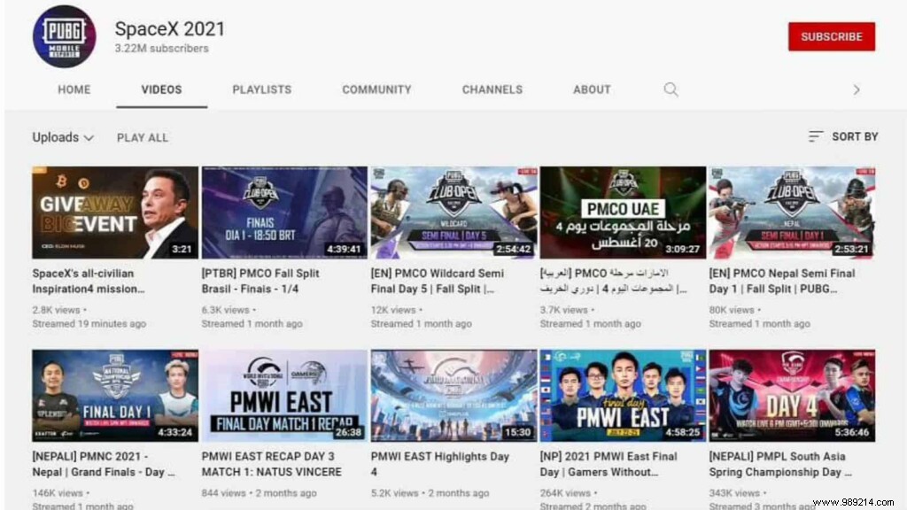 PUBG Mobile Esports YouTube Channel Hacked, Renamed  SpaceX 2021  During Live Finals