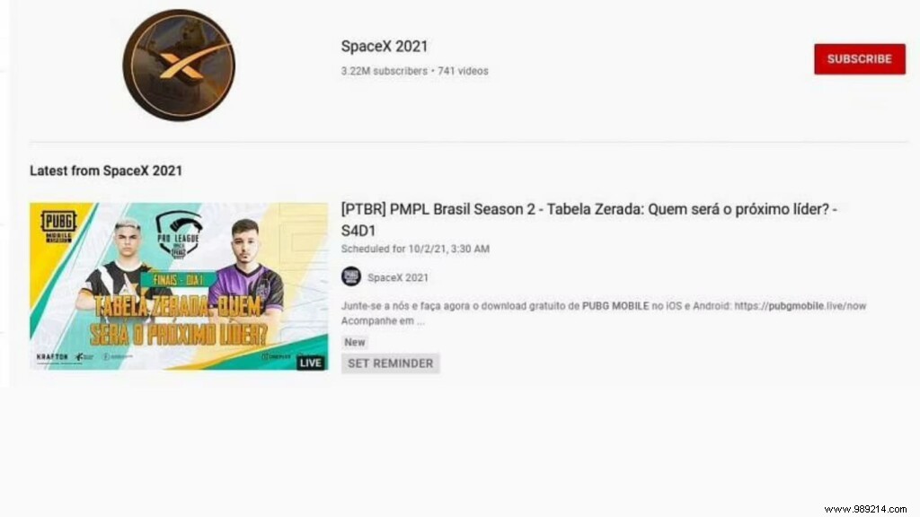 PUBG Mobile Esports YouTube Channel Hacked, Renamed  SpaceX 2021  During Live Finals