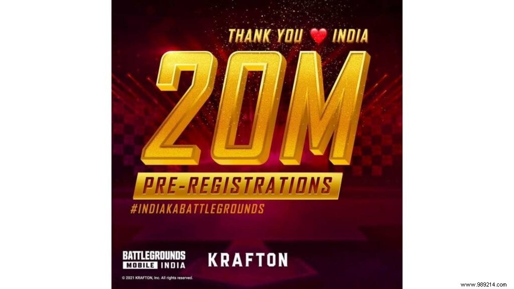 KRAFTON Thanks Indian Fans for 20 Million Pre-Registrations of Battlegrounds Mobile India