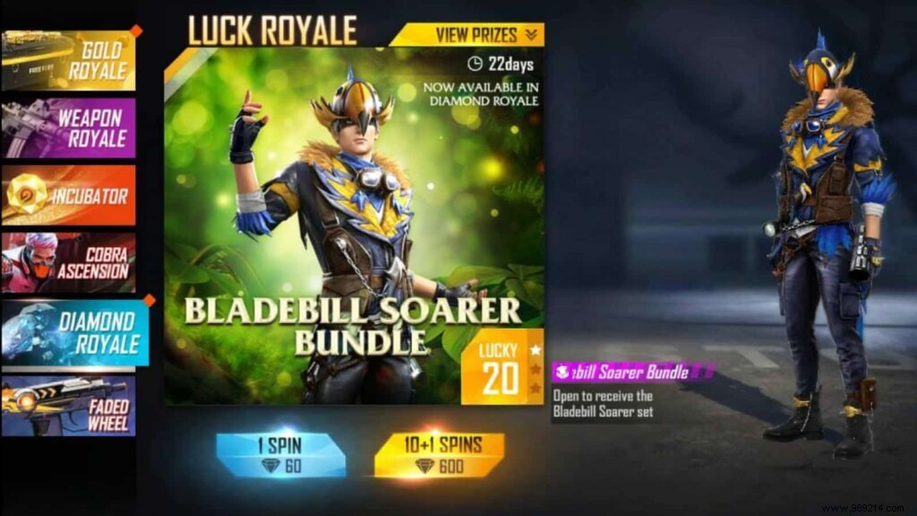 Unlock the Bladebill Soarer Bundle in Free Fire: Diamond Royale Guide